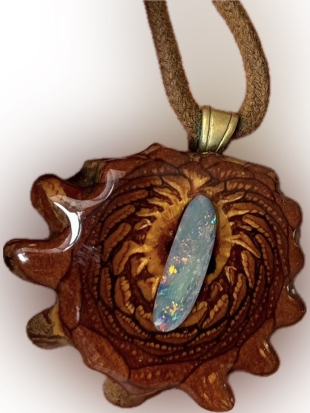 Artisan Third Eye Pincone Pendant Necklace | Opal (Australian Blue) | Boho